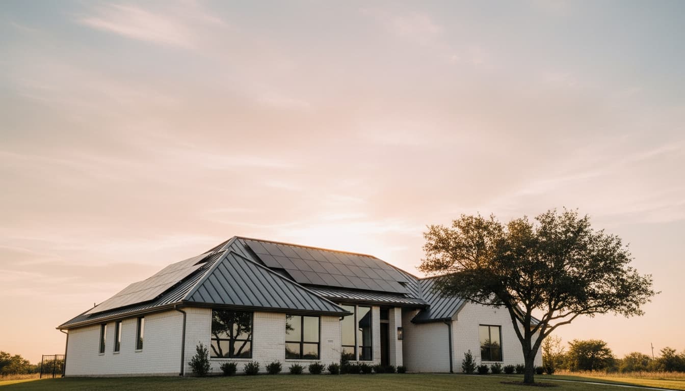 Modern home with solar panels